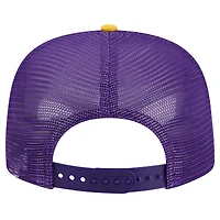 Men's New Era Purple Los Angeles Lakers Arch A-Frame Trucker 9FIFTY Snapback Hat