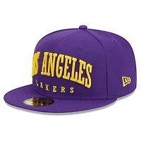 Men's New Era Purple Los Angeles Lakers Big Arch Text 59FIFTY Fitted Hat