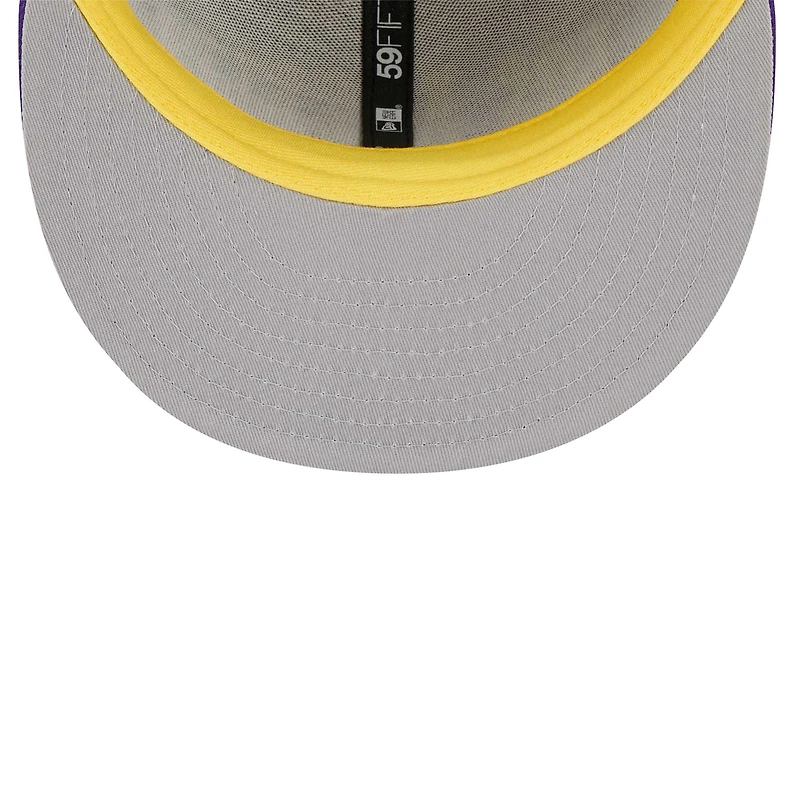 Casquette ajustée 59FIFTY violette Los Angeles Lakers Big Arch Text pour homme New Era