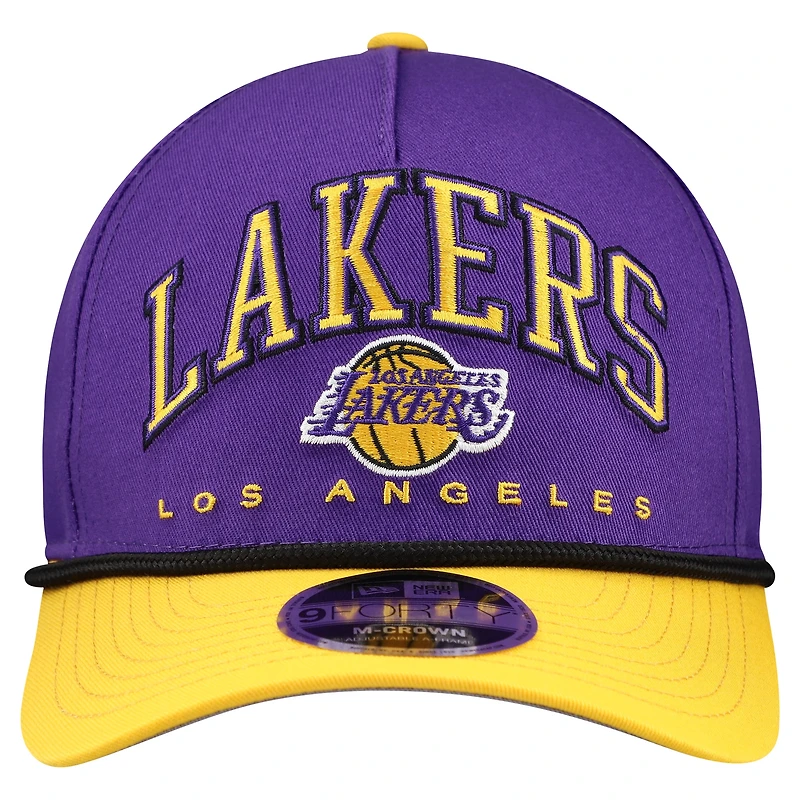 Men's New Era Purple Los Angeles Lakers Bold Arch COOLERA 9FORTY A-Frame M-Crown Adjustable Hat