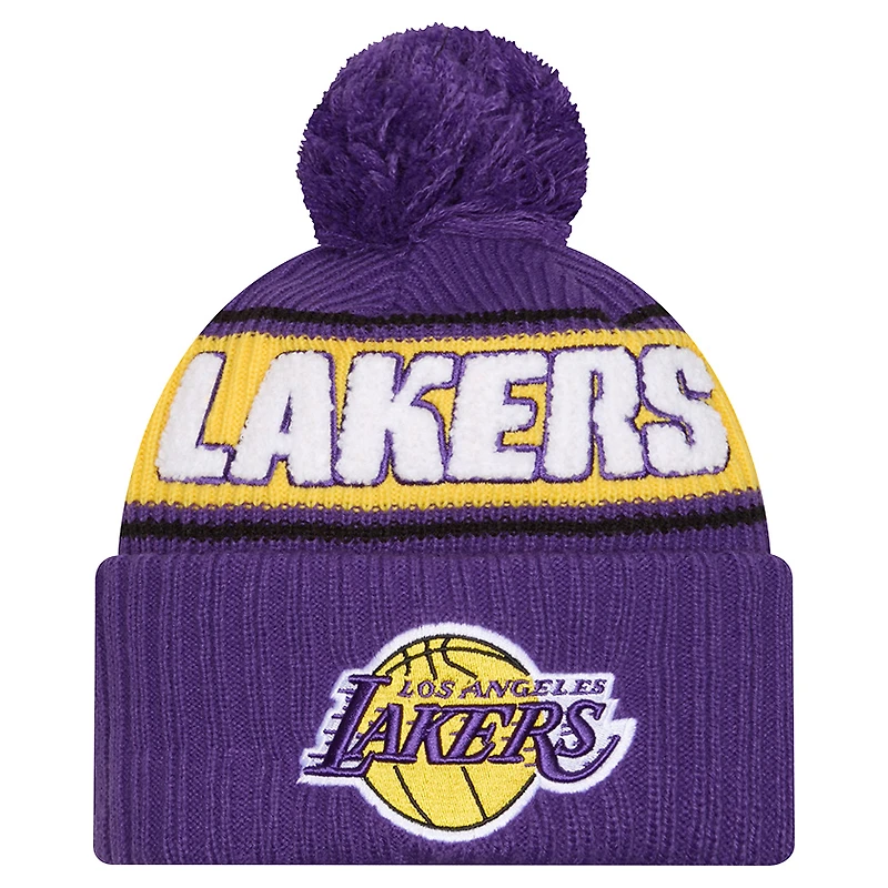 Men's New Era  Purple Los Angeles Lakers Bold Cuffed Knit Hat with Pom
