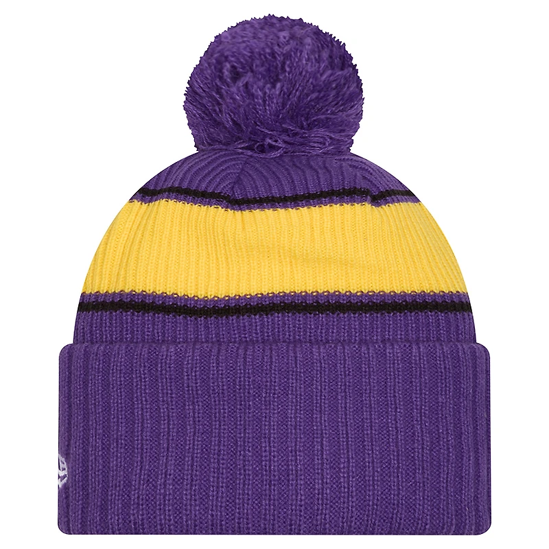 Men's New Era Purple Los Angeles Lakers Bold Cuffed Knit Hat with Pom
