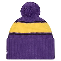 Men's New Era  Purple Los Angeles Lakers Bold Cuffed Knit Hat with Pom