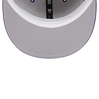 Men's New Era Purple Los Angeles Lakers Court Sport Leather Applique 59FIFTY Fitted Hat