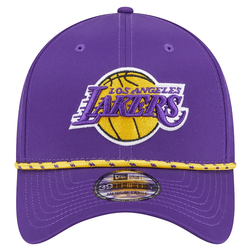 Men's New Era Purple Los Angeles Lakers Featherweight Poly Rope Flex 39Thirty Hat