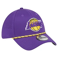 Men's New Era Purple Los Angeles Lakers Featherweight Poly Rope Flex 39Thirty Hat
