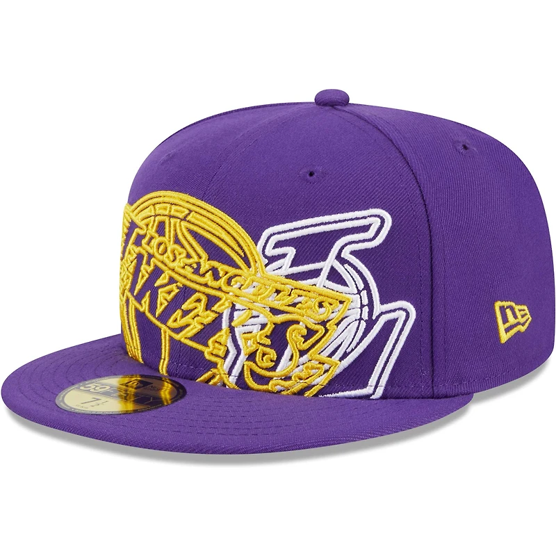 Casquette ajustée 59FIFTY violette avec logo creux des Los Angeles Lakers Game Day Mashup New Era pour hommes