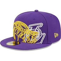 Casquette ajustée 59FIFTY violette avec logo creux des Los Angeles Lakers Game Day Mashup New Era pour hommes