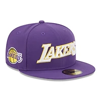 Men's New Era Purple Los Angeles Lakers Jersey Hook Statement Edition 59FIFTY Fitted Hat