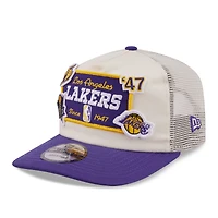 Men's New Era Purple Los Angeles Lakers Layered Patch 19TWENTY Adjustable Hat
