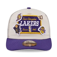Men's New Era Purple Los Angeles Lakers Layered Patch 19TWENTY Adjustable Hat