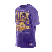 Men's New Era  Purple Los Angeles Lakers Oversized Throwback Collection Mineral Wash T-Shirt