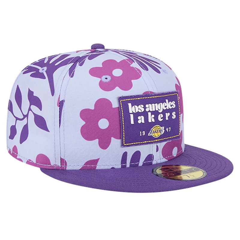 Casquette ajustée 59FIFTY bicolore violette Los Angeles Lakers Palm Fronds New Era pour homme