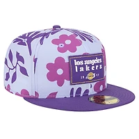 Casquette ajustée 59FIFTY bicolore violette Los Angeles Lakers Palm Fronds New Era pour homme