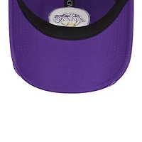 Men's New Era Purple Los Angeles Lakers  Rally Drive Distressed Patch 9TWENTY Trucker Adjustable Hat