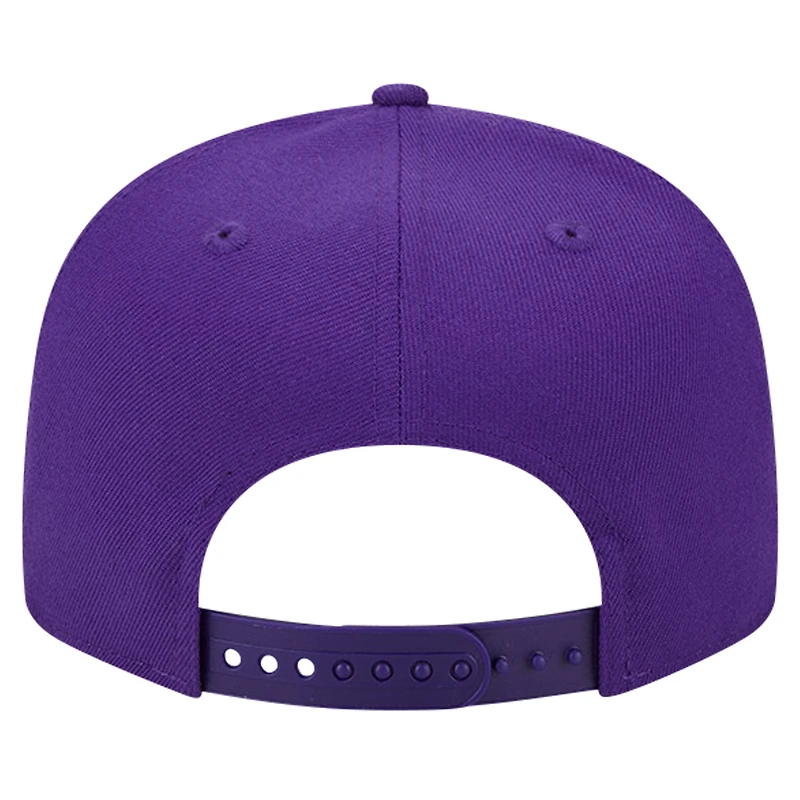 Men's New Era Purple Los Angeles Lakers Script Side Patch 9FIFTY Snapback Hat