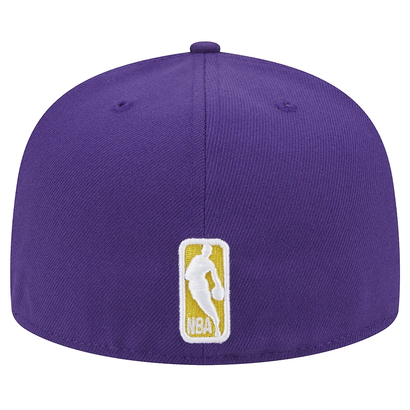 Casquette ajustée 59FIFTY violette Los Angeles Lakers Sport Night Script pour homme New Era