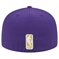 Casquette ajustée 59FIFTY violette Los Angeles Lakers Sport Night Script pour homme New Era