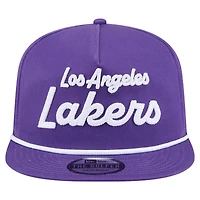 Casquette snapback de golfeur violette New Era pour homme avec texte de l'équipe des Los Angeles Lakers