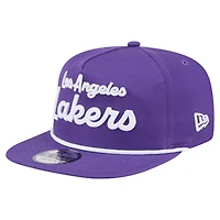 Casquette snapback de golfeur violette New Era pour homme avec texte de l'équipe des Los Angeles Lakers