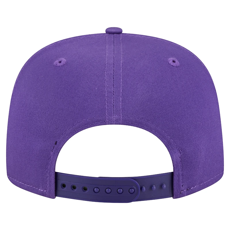 Casquette snapback de golfeur violette New Era pour homme avec texte de l'équipe des Los Angeles Lakers