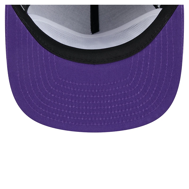 Casquette snapback de golfeur violette New Era pour homme avec texte de l'équipe des Los Angeles Lakers