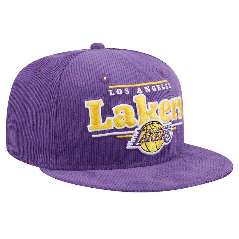 Casquette snapback en velours côtelé 9FIFTY pour homme New Era Los Angeles Lakers violet