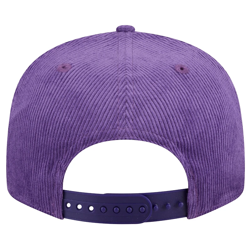 Men's New Era Purple Los Angeles Lakers Throwback Display Corduroy 9FIFTY Snapback Hat