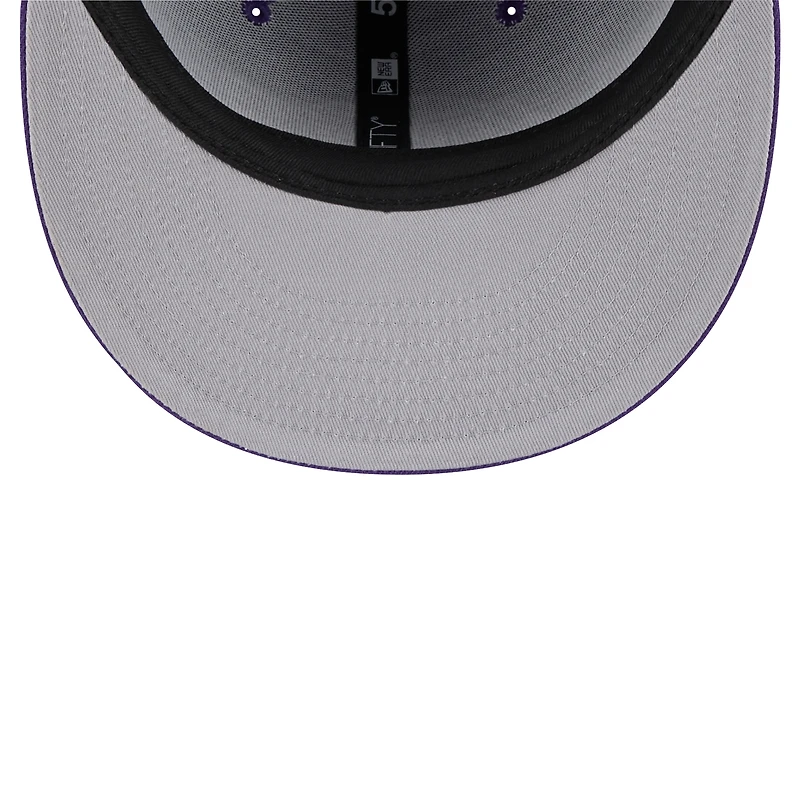 Men's New Era Purple Los Angeles Lakers Throwback Pennant 59FIFTY Fitted Hat