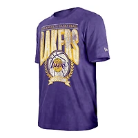 Men's New Era  Purple Los Angeles Lakers Throwback Vintage Boxy Mineral Wash T-Shirt