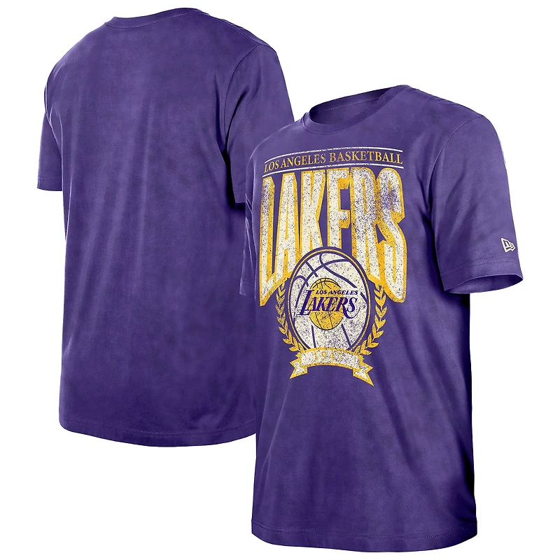 Men's New Era  Purple Los Angeles Lakers Throwback Vintage Boxy Mineral Wash T-Shirt