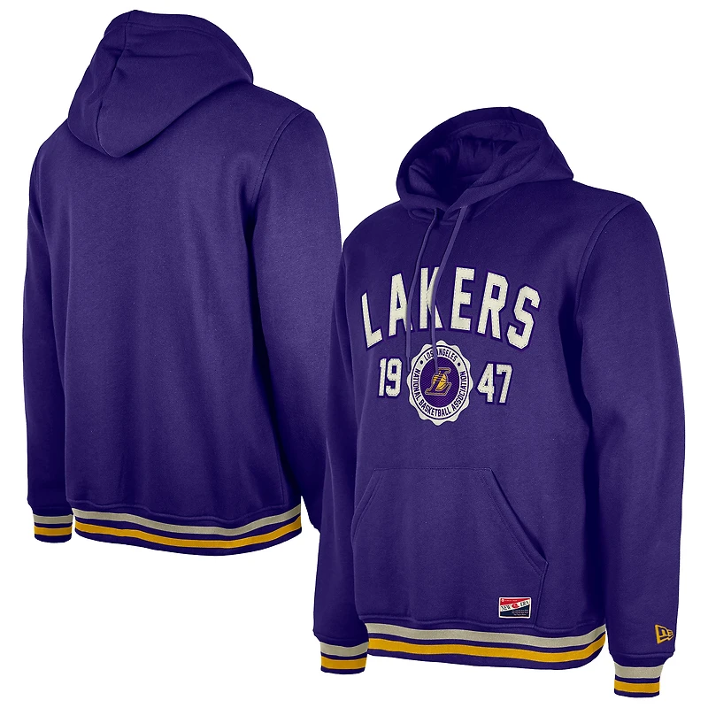 Sweat à capuche rétro violet Los Angeles Lakers de New Era pour homme