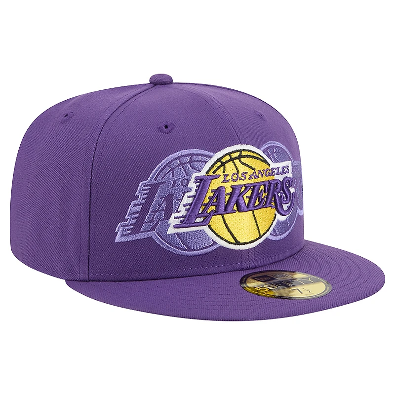Men's New Era Purple Los Angeles Lakers Tri-Hit 59Fifty Fitted Hat