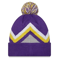Men's New Era Purple Los Angeles Lakers Zig Zag Cuffed Knit Hat with Pom