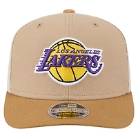 Men's New Era Tan/Light Brown Los Angeles Lakers Two-Tone 9SEVENTY Adjustable Trucker Hat