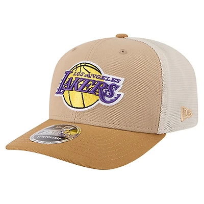 Casquette camionneur ajustable bicolore 9SEVENTY des Los Angeles Lakers New Era pour homme, couleur beige/marron clair