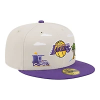 Men's New Era  Tan/Purple Los Angeles Lakers Localized City Icon 59FIFTY Fitted Hat