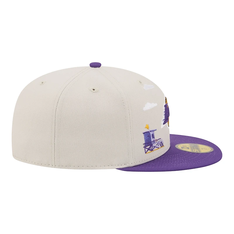Men's New Era  Tan/Purple Los Angeles Lakers Localized City Icon 59FIFTY Fitted Hat