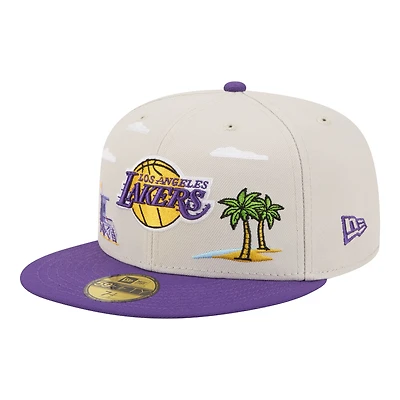 Men's New Era  Tan/Purple Los Angeles Lakers Localized City Icon 59FIFTY Fitted Hat