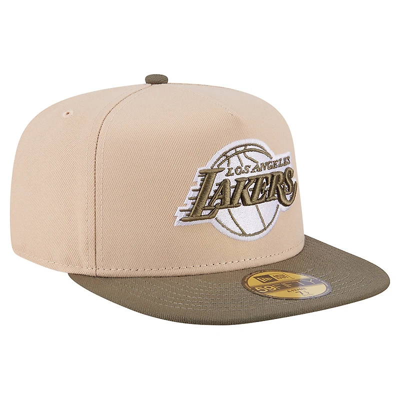 Men's New Era  Tan Los Angeles Lakers Color Pack Two-Tone 59FIFTY A-Frame Fitted Hat