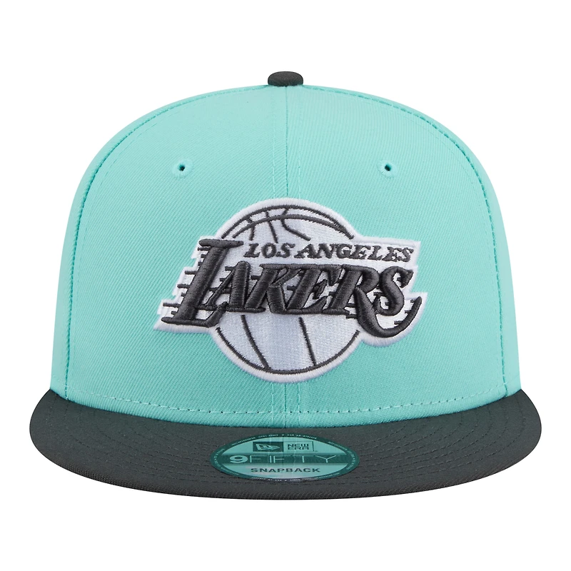 Men's New Era Turquoise/Charcoal Los Angeles Lakers Color Pack Two-Tone 9FIFTY Snapback Hat