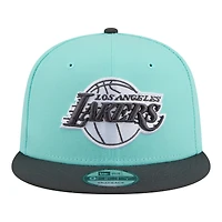 Men's New Era Turquoise/Charcoal Los Angeles Lakers Color Pack Two-Tone 9FIFTY Snapback Hat