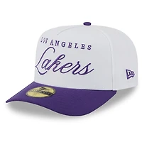 Casquette ajustée New Era 59FIFTY blanche/violette pour homme, NBA Draft 2025, Los Angeles Lakers