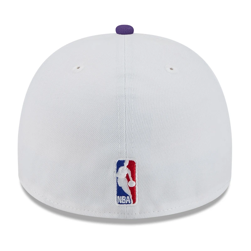 Casquette ajustée New Era 59FIFTY blanche/violette pour homme, NBA Draft 2025, Los Angeles Lakers