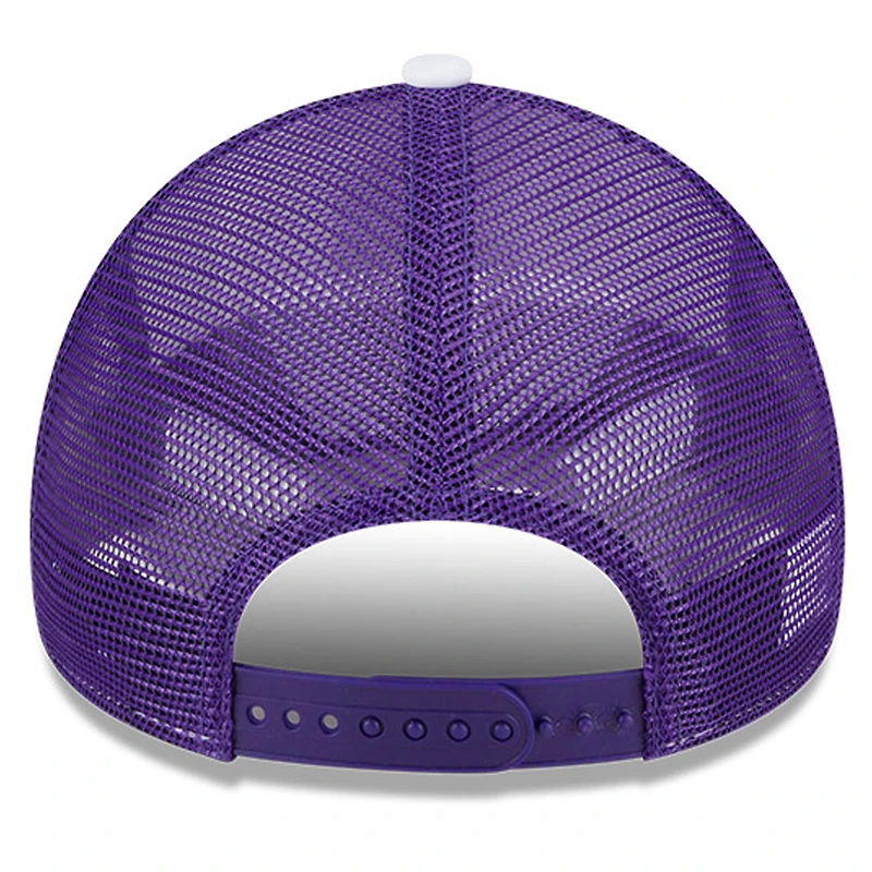Casquette de camionneur réglable Los Angeles Lakers Court Sport Foam A-Frame 9FORTY New Era blanc/violet pour hommes