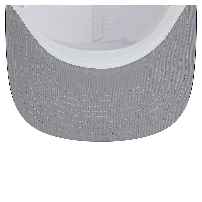 Men's New Era White/Purple Los Angeles Lakers Dip-Dye 9FIFTY A-Frame Trucker Snapback Hat