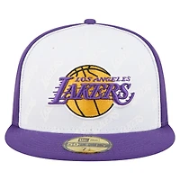 Men's New Era  White/Purple Los Angeles Lakers Repeat 59Fifty Fitted Hat