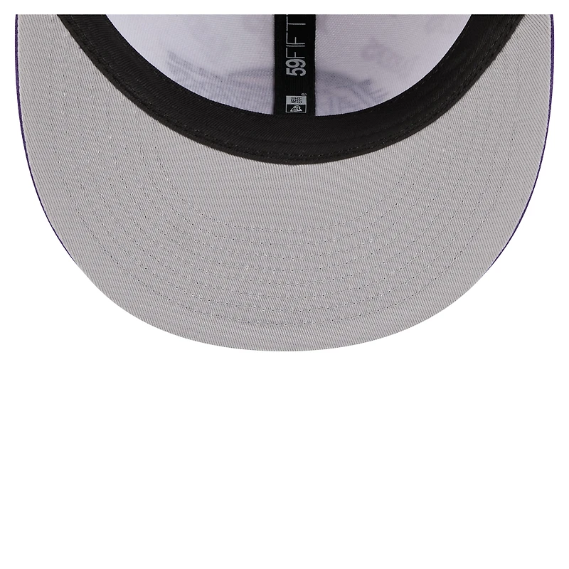 Men's New Era  White/Purple Los Angeles Lakers Repeat 59Fifty Fitted Hat