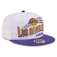 Men's New Era White/Purple Los Angeles Lakers Retro Swoop 9FIFTY Snapback Hat