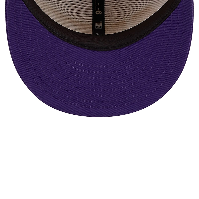Men's New Era White/Purple Los Angeles Lakers Throwback Gradient Tech Font 9FIFTY Snapback Hat